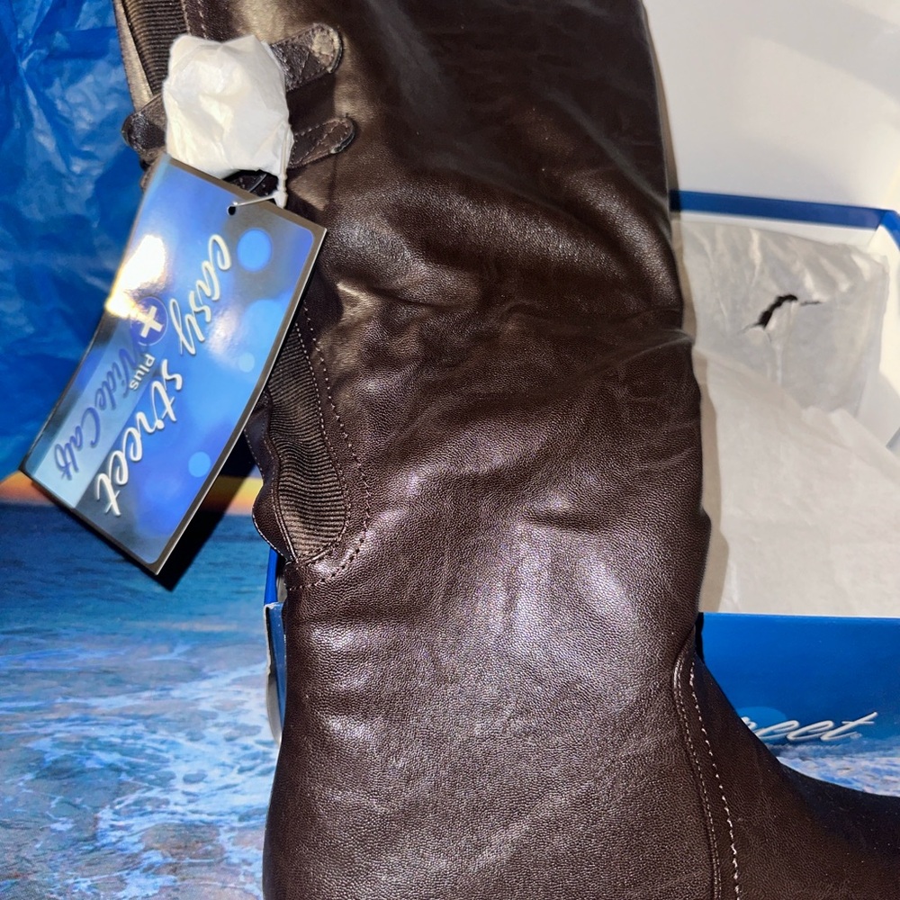 Easy Street Women's Brown Tess Plus Wide Calf Knee High Boots 8 M BNIB $80 - Picture 2 of 9